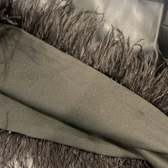 NWT Forcynthia Faux Leather Top with Feather Detail - Women’s Size S - Picture 6 of 9